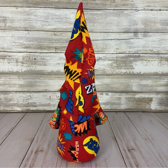 Superhero Gnome Word Graphics POW SLAM Flannel Retro Home Decor Handmade - Picture 7 of 11